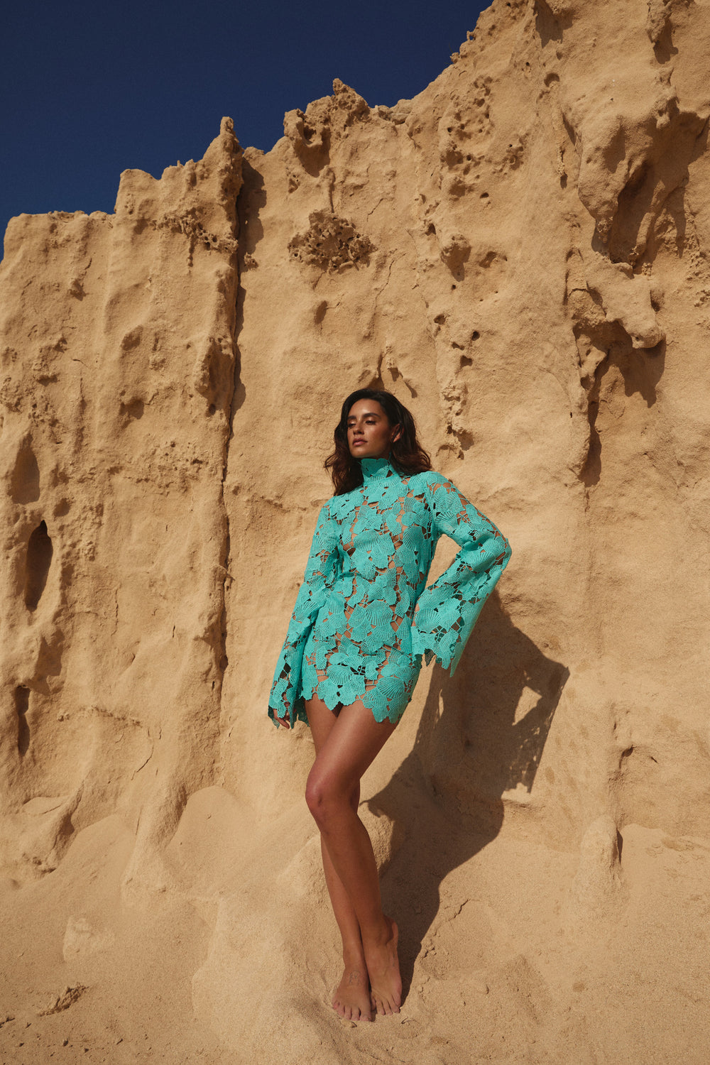 Turquoise Shell Embroidery Dress Turquoise Shell Embroidery Dress