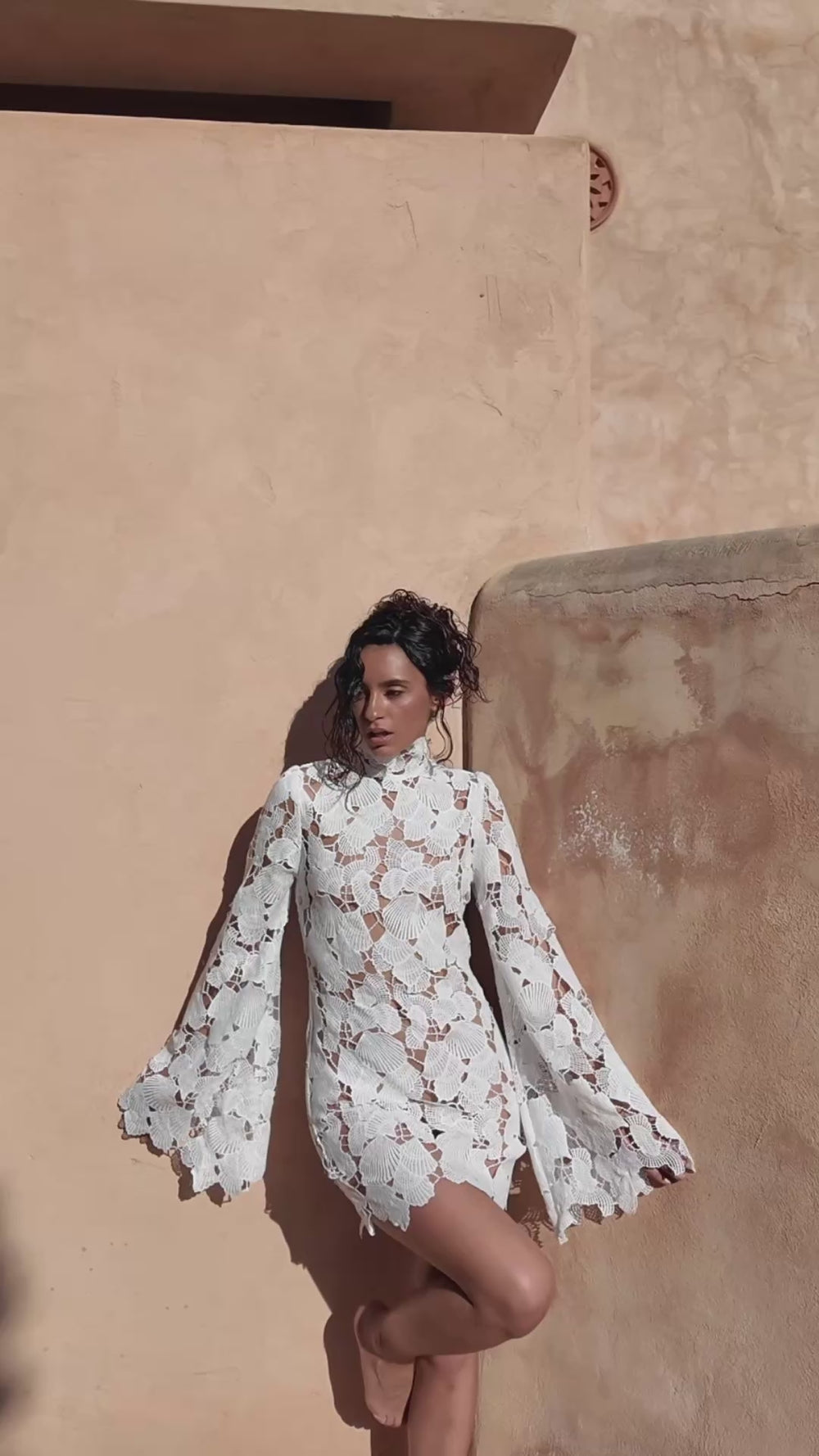 Ivory Shell Embroidery Dress  Selea